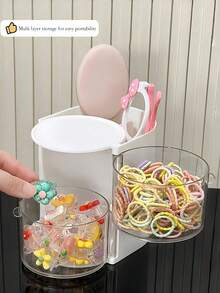1 Stück multifunktionale drehbare Schreibtisch-Organizer Box, mit Fächern zum Aufbewahren, praktisch zum Aufbewahren von kleinen Mädchen-Haraccessoires, Gummibändern, Schmuck, DIY-Basteleien und kleinen Werkzeugen, geeignet für Halsketten, Ohrringe, Armbänder, Ringe, Make-up-Pinsel, Haarspangen und andere Accessoires - Verschiedenfarbig - Übersicht 7