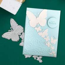 创意蝴蝶切割模具，DIY剪贴簿相册和压花模板，贺卡制作工具，卡片纸切割工艺品，礼品卡制作模板模切。 - 銀色 - 查看 5