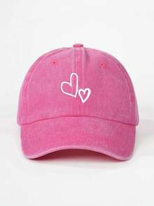 1顶爱心印花水洗儿童棒球帽，可调节户外防晒休闲帽，适合春季、秋季、旅行、海滩、度假，Y2K风格，男女童皆宜 - 棒球帽 - 查看 14