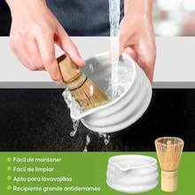 Kit de T Matcha Tradicional, Juego de Batidor de Matcha  Set de 9 Piezas con Tazn, Dos Tazas, Soporte, Tamiz de Acero Inoxidable, Con caja de regalo, ideal para regalar.(Blanco)