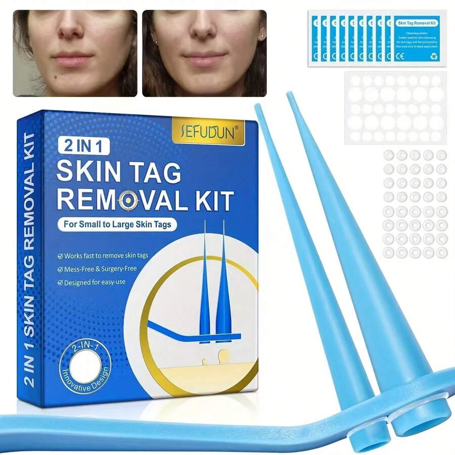 2 In 1 Auto Skin Tag Removal Kit Painless Mole Wart Remover Equipment Micro 1-9mm Treatment Tool Easy To Clean Skin Care Tool - Blue - View 1