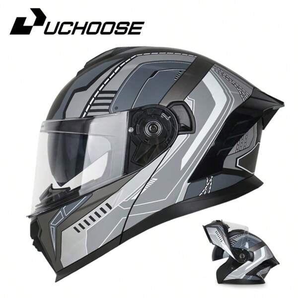 815 Uchoose DOT Approved Full Face Helmet Crash Motorbike Protective Gear Men Women Flip Up Helmet Motorcycle Double Sun Visor