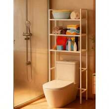 Over Toilet Storage Rack - 3-Tier Stainless Steel Bathroom Organizer With Adjustable Shelves, Waterproof Space-Saving Rack For Toilet Paper, Towels, Toiletries (No Drill Installation) - 白色 - 查看 4