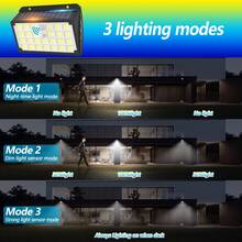 This Solar-Powered Outdoor Wall Light Features 104 LED Bulbs, A Motion Sensor, And 3 Selectable Modes. It Meets Street Lighting Safety Standards, Has An IP65 Waterproof Rating, And Is Suitable For Garden, Patio, And Deck Decoration, As Well As Garage And Corridor Lighting. - White Light - View 8