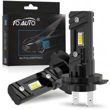 TOAUTO 2 bóng đèn pha LED H7 50W, chip SMD 3570, ánh sáng trắng 6500K, 15000lm, 12V-24V, độ sáng cao dành cho xe cơ giới, quạt 6500K, chế độ ánh sáng ban ngày, đèn lái, đèn xe hơi, dùng cho Acura, Suzuki, Infiniti, Peugeot. - A - Xem 1