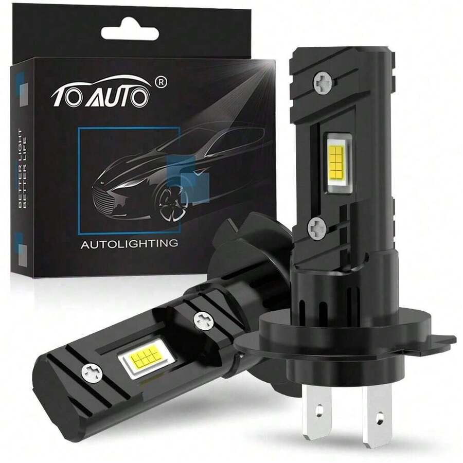TOAUTO 2 bóng đèn pha LED H7 50W, chip SMD 3570, ánh sáng trắng 6500K, 15000lm, 12V-24V, độ sáng cao dành cho xe cơ giới, quạt 6500K, chế độ ánh sáng ban ngày, đèn lái, đèn xe hơi, dùng cho Acura, Suzuki, Infiniti, Peugeot. - A - Xem 1