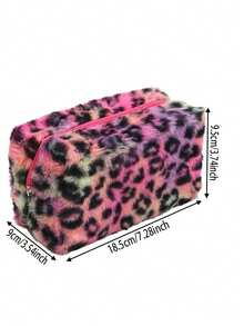 Fashion Leopard Print Makeup Bag High-Quality Large Capacity Zipper Toiletry Bag Portable Plush Travel Organizer Cosmetic Bag - Multicolor - View 8
