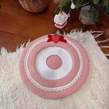 1顶草莓圣诞色针织帽 - 休闲时尚可爱风格，草莓圣诞铃铛设计。新款可爱甜美实用粉色针织帽，适合秋冬季节。帽子；女帽；针织帽；女士针织帽；圣诞帽 - 彩色 - 查看 2