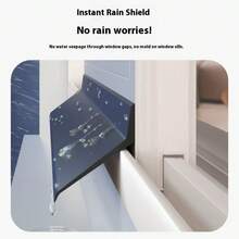 [Waterproof | No-Drill] Waterproof | No-Drill Sliding Window Barrier - Heavy-Duty TPE Outdoor Drainage System, Backflow Design, Easy Adhesive Install, Black Rainwater Panel - Black - View 7