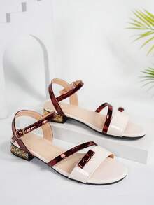 Women's Fashion French Style Bow Criss-Cross Buckle Design Chunky Heel Sandals, Sweet Party High Heels For Summer, Elegant Wedding Shoes - White - View 6