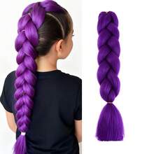 Skpop Witch Hunting Girl Group Cosplay Wig, Kids Lumi Purple Braided Pigtails Hairclip/Ponytail Hair Accessory, Festival Costume Gift Suitable For Family And Friends - Purple - View 2