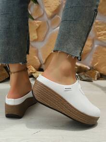 女士时尚优雅坡跟厚底一脚蹬鞋，黑色，舒适支撑，运动苏格兰学院风，圣诞节优雅鞋履，网眼平底鞋，女士乐福鞋