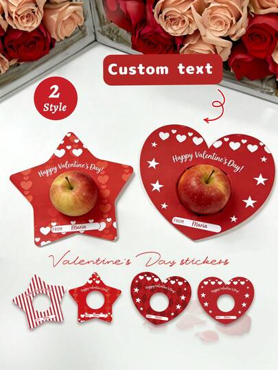 1/2/6pcs Custom Orange Valentine'S Day Tag, Non-Candy Valentine, Kids School Valentine Exchange, Valentine Favor Tags For Oranges,Two Style Options: Star Shape And Heart Shape,Valentine'S Day Decorations