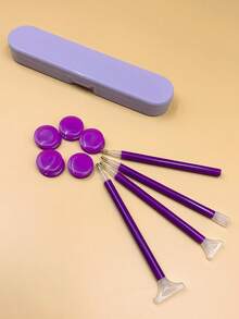 1/3/6/9 Dot Diamond Painting Pens + 10pcs Diamond Painting Wax Stickers With Purple Storage Box, Suitable For 5D Diamond Art Painting - Purple - View 3