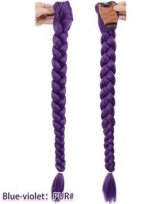 26/28/32 Inch Purple Long Braided Wig, Synthetic Fiber Box Braided Wig, Easy To Clip On, Ponytail, Suitable For Costume Role Play - Multicolor - View 14