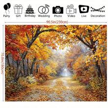 1 Magical Autumn Path Large-Sized Background Flag - Vibrant Autumn Leaf Design, Made Of Polyester Material, Perfect For Cameras, Seasonal Celebrations, Comfortable Gatherings, And Easy Indoor/Outdoor Settings, Multifunctional Decoration | Vibrant Design | Polyester - متعدد الألوان 14 - مشاهدة 3