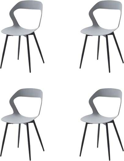 GrandCA HOME Set di 4 Sedie da Pranzo o Sedia da Ufficio con Gambe in Metallo, Sedie da Cucina per Soggiorno, Sala da Pranzo, Sala Riunioni, Bianca