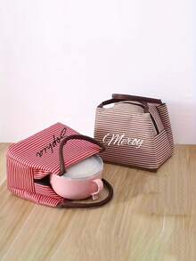 可定制午餐包，休闲条纹午餐包，便携式便当盒，可定制姓名和文字，午餐包和便当盒，手提袋，大容量手提袋，适合学生和女性，个性化野餐包，适合学校、通勤和旅行野餐，收纳袋，送给女朋友、男朋友、女儿、儿子、父亲、母亲、伴娘、婚礼、生日、母亲节、新年、斋月的理想礼物