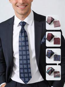 2pcs Business Tie Towel Suit Clothing Wear Matching Business Fashion Shirt Men's Tie Towel. - A - View 8
