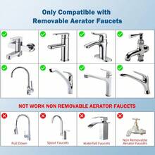 1个360°旋转双模式水龙头，黄铜合金接头 - 紧凑型厨房水槽和浴室水龙头，带双喷头 - 銀色 - 查看 10