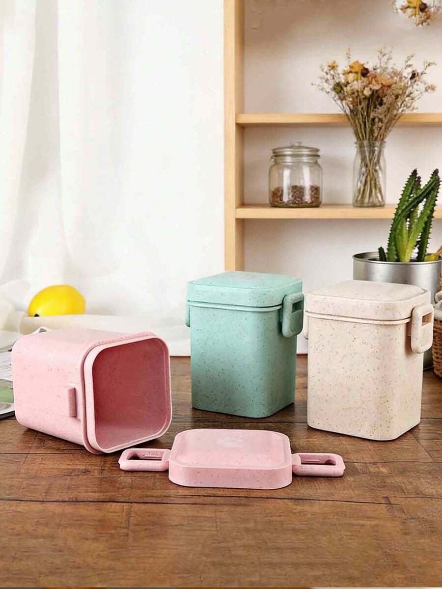 Japanese Style Bento Lunch Box, Portable Microwave- Wheat Fiber Lunch Container, Large Capacity For Office Workers & Students - Multicolor - View 1
