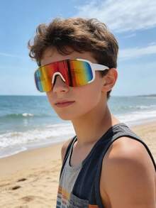 4副户外骑行防风眼镜 - 超大框环绕式眼镜、滑雪镜和黑色超大框登山眼镜 - 彩色 - 查看 3