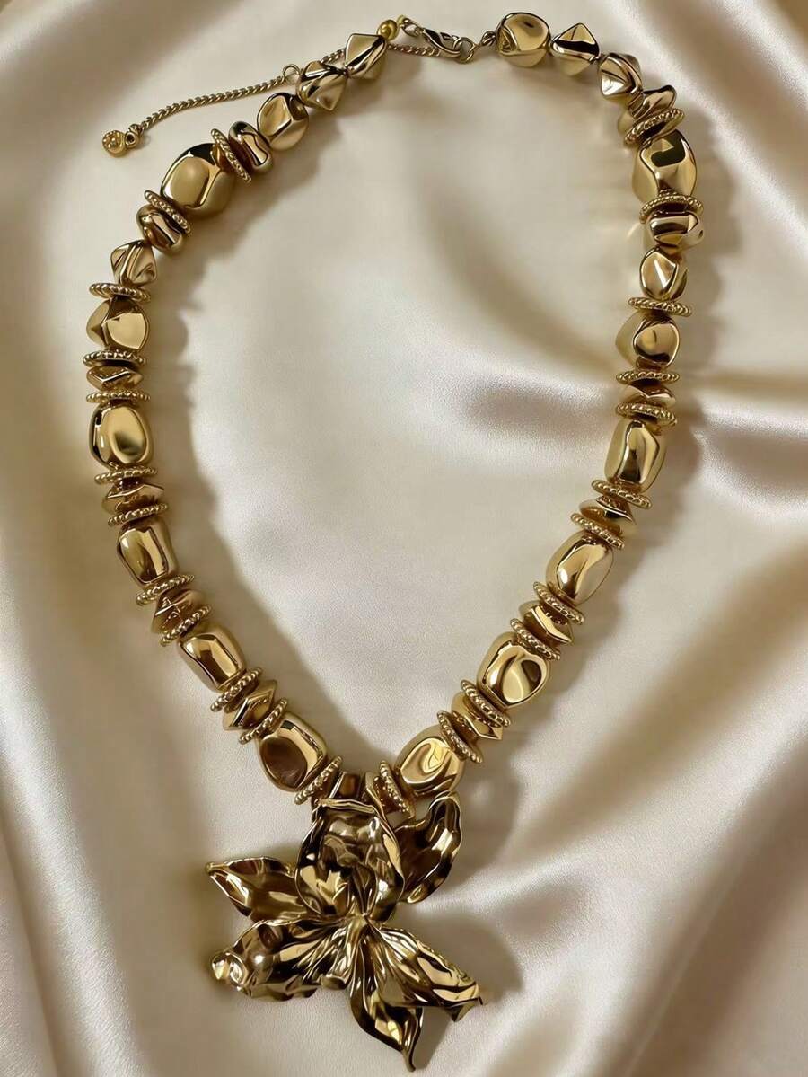 1 pieza Collar con colgante de flor de lirio de metal exagerado, único y de moda - collar - Ver 1