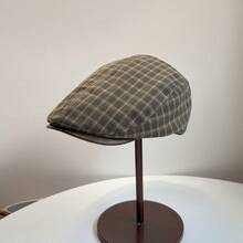 Thick Woolen Plaid Retro Forward Cap, Fashionable & Versatile Beret Hat For Men, Autumn/Winter - One size - View 9