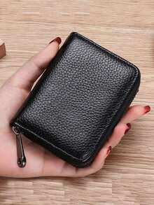 1pc Soft Leather Men's 20-Card Capacity Anti-Magnetic Multi-Card Slim Wallet, Anti-Theft, Large Capacity For Bank Cards - Black - View 3