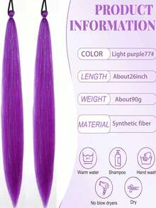 26英寸紫色编织假发，带闪亮银线，合成纤维盒式编织假发，适合角色扮演服装 - 彩色 - 查看 3