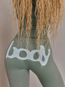 2 Piece Sets Women Winter Clothes For Women  Two Piece Sets New Style EuroBoutique Sexy Fashion Daily Letterprint Hooded Long-Sleeved Sweater Pants Set - 綠色 - 查看 3