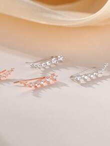 1 par de pendientes de escalador de flecha de plata de ley 925 con circonita cúbica, pendientes de moda para mujeres - pendientes - Ver 7