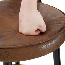 Tabouret de bar pivotant 360° - Revêtement technologique brun respirant et confortable - Siège rembourré, adapté à la cuisine, salle à manger, bar ou terrasse - Vendu par pack de 2 - Marron + Noir + Tissu + Métal + Lot de 2 - Voir 8