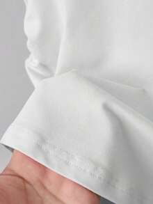 Camiseta de Manga Corta con Gráfico de Estrella Metálica Salpicada para Chicas Adolescentes, Estilo Edgy para Vacaciones de Verano - Blanco - Ver 3