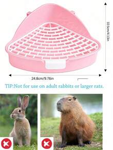 1pc Pink Rabbit Corner Litter Potty Trainer - Small Animal Cage Toilet Training Box For Guinea Pig, Ferret, Hamster (Not For Adult Rabbits/Large Rats) | Cage Corner Pet Litter Container With Free Fecal Scoop & Cleaning Brush | Valentine's Day Pet Supplies