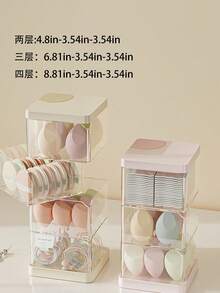 新款旋转化妆海绵收纳盒，防尘化妆粉扑展示架，多层化妆刷收纳 - 彩色 - 查看 2