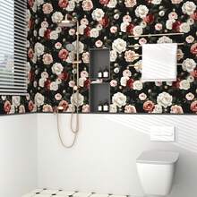 一卷色彩缤纷的花卉壁纸，饰有盛开的花朵，精致的室内装饰膜，适用于装饰客厅和卧室，各种房间墙面装饰，家居墙面翻新壁纸，易于安装，手工工艺膜 - 彩色 - 查看 4