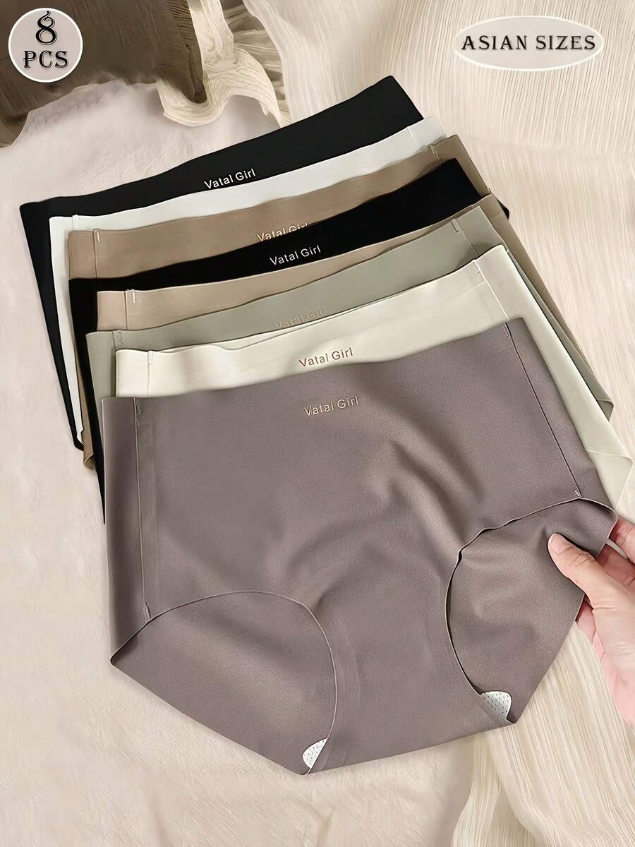8pcs/Pack Women's Seamless Underwear - Soft, Breathable, Invisible Nylon Blended Lingerie, All Season