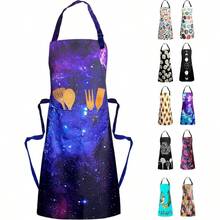 Adjustable Waterproof Apron Bib Apron With 2 Pockets Cooking Kitchen Aprons Women Men Chef - 銀河圍裙 - 查看 2