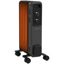 HOMCOM 1500W Oil Filled Radiator, Portable Electric Heater With 3 Heat Settings, Cut-Off And Wheels, Grey - UK Plug(220-240V) - View 2