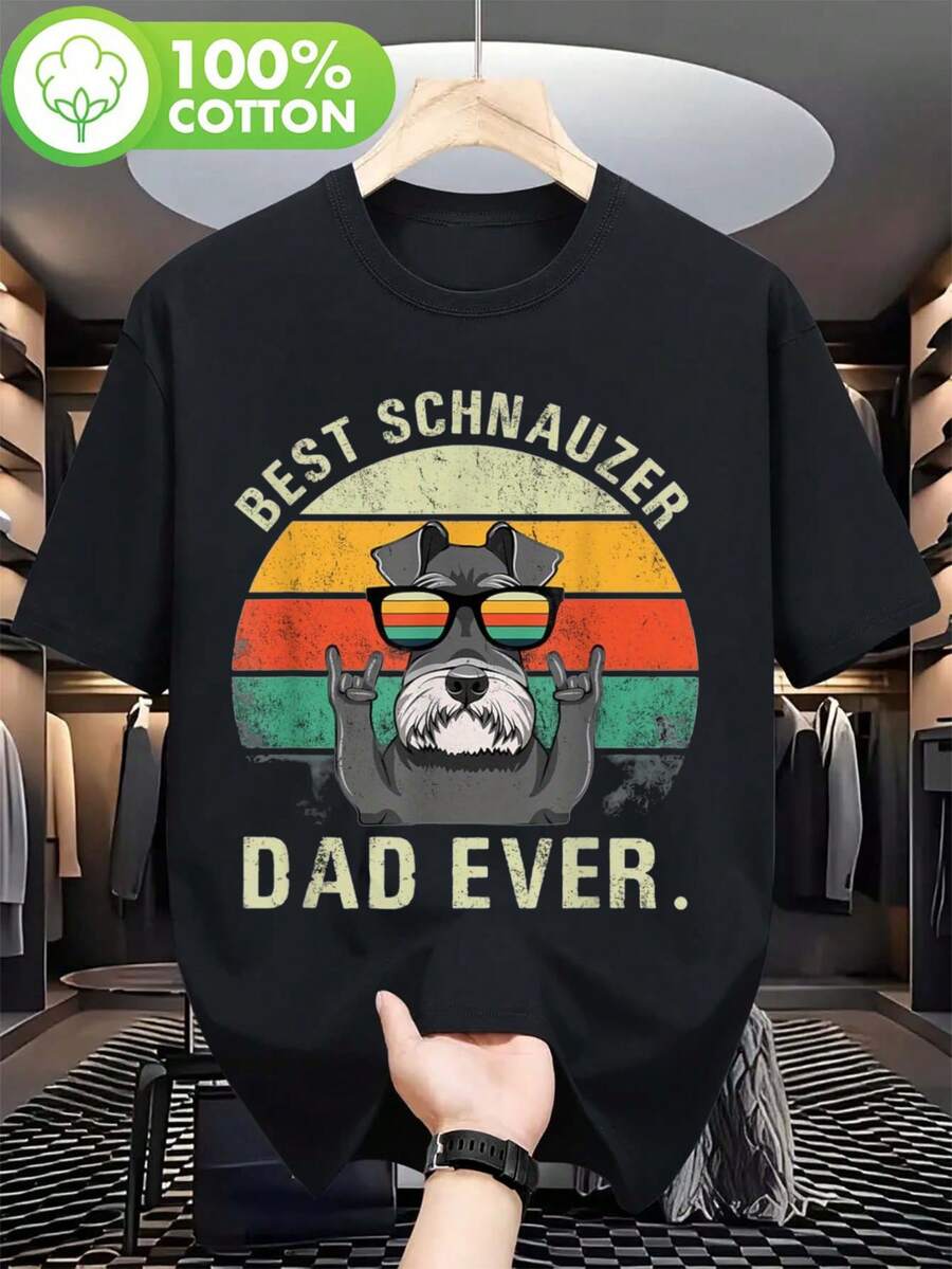Camiseta vintage de perro% algodón, mejor papá schnauzer | Regalo de Día de Padre,% Algodón, Transpirable, Lavable unáquina, Peso el Tela 180 gramos, Cuello Redondo, Tallas Regulares XL-X2XL, Talla, Estilo Informal el Primavera/Verano/Otoño Adecuado para el Trabajo Diario, Salidas Casuales, Versátil para el Hogar, Senderismo todos Aire Libre Sencillas y Pecado Complicaciones Estilo el Nicho el Moda Primera Elección para Los parejas son adecuados para el desplazamiento diario, salidas casuales, versátiles en casa y paseos al aire libre. Sencillo y versátil, estilo de nicho moderno, perfecto para parejas. - Negro - Ver 1