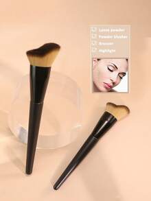 1pc Professional Face Contour Makeup Brush, Basic High-Gloss Asymmetric Design, Suitable For Shaping Face And Brightening Complexion. Made Of High-Quality Synthetic Fibers, Soft And Easy To Blend. Suitable For Beginners To Create Facial Contours And Professional Makeup Artists. Can Be Used As Foundation Brush, Concealer Brush, Blush Brush, Contour Brush, Powder Brush, A Durable Facial Beauty Tool.,Giveaways - Multicolor - View 2