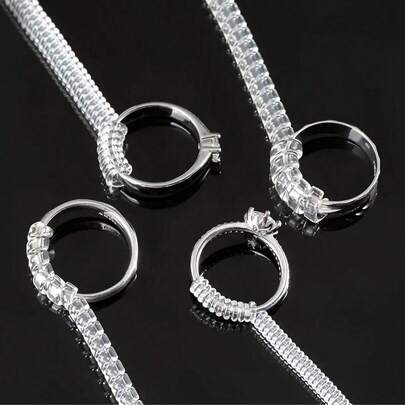 4pcs/Set Adjustable Silicone Ring Sizer, Transparent Silicone Ring Guards, Suitable For Men And Women, Allows You To Adjust Ring Size Without Resizing