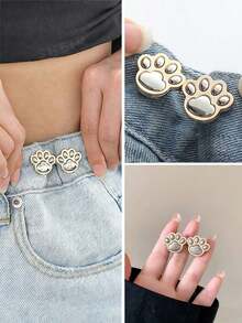 4件装猫爪腰带，无需缝纫或工具，可调节腰部纽扣夹，牛仔裤/裙子腰部固定器，使腰部更显纤细，亮银色可拆卸可重复使用扣针，适合女性、男性、学生、青少年、女大学生、年轻职业人士。 - 彩色 - 查看 1