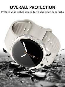 手錶錶帶 + 手錶錶殼套組，相容於 Galaxy Watch 8 40mm 與 44mm。柔軟舒適的錶帶搭配鉚釘扣錶殼。矽膠錶帶與耐衝擊、防刮硬 PC 外殼，附強化玻璃螢幕保護貼。2 合 1 設計，易於佩戴，觸控靈敏，適合男女使用 - 星光色 - 查看 6