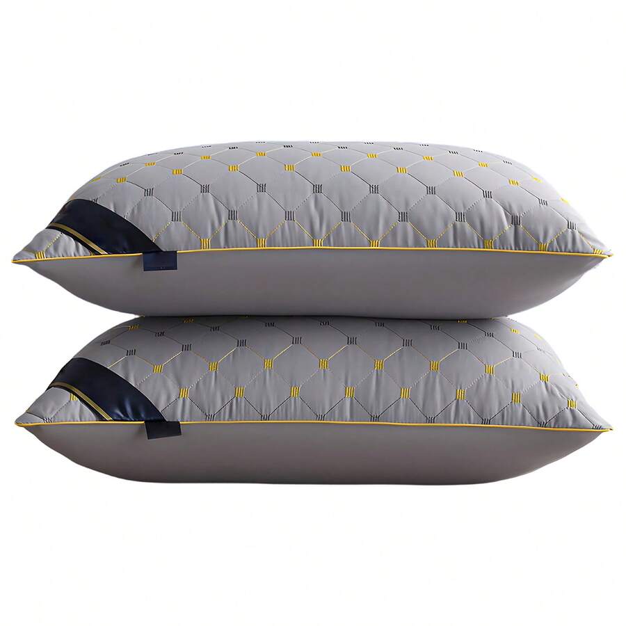 Bordado premium Almohadas de microfibra suave y soportes 60cm*40cm 1/2pz para dormitorio en cama y la sala de estar en sofá - Gris - Ver 1