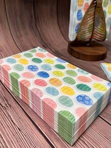 20张春季复活节餐巾纸，散装一次性春季花朵复活节兔子彩蛋图案，复活节彩蛋，复活节彩蛋，客用纸巾，手巾，家用/家庭/餐厅/浴室适用（复活节彩蛋） - 彩色 - 查看 6