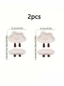 Plato pequeño de cerámica para salsa, plato de condimentos con diseño de dibujos animados, plato pequeño y exquisito para salsa, plato de acompañamiento - Multicolor - Ver 11