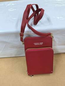 JLCH Bolso de teléfono de unicolor con pantalla táctil para mujer, bolso bandolera de teléfono vertical multiusos transparente, mini bolso con gran capacidad, pequeña cartera, cartera mini, cartera pequeña, carteras para mujer, cartera para damas - Burdeos - Ver 2
