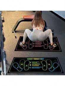 1pc With Clear A/B/C Foot Position Markers, This Mat Eliminates Guesswork For Narrow, Wide, Or Sumo Squats. Beginners Can Avoid Bad Form (And Injury), While Advanced Users Can Fine-Tune Stance To Target Specific Muscles (Glutes, Quads) - Multicolor - View 2